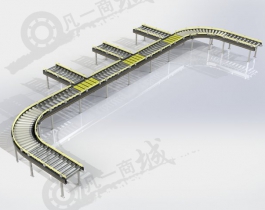 三線合一滾筒輸送線3D模型