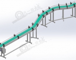 塑料板鏈輸送機(jī)-轉(zhuǎn)彎輸送線-輸送帶設(shè)計模型3D圖