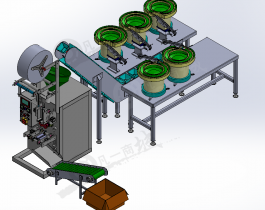 振動(dòng)盤包裝機(jī)-上下料輸送包裝線3D模型圖