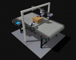 帶攝像頭視覺檢查輸送機(jī)3D模型圖