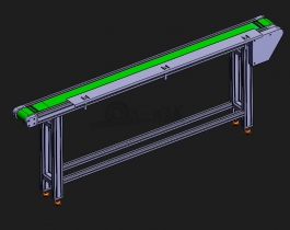 帶擋板 鋁型材框架輸送機-皮帶輸送線3D模型圖