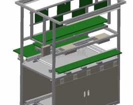 電子電工制造裝配工作臺-電子廠流水線工位3D模型圖